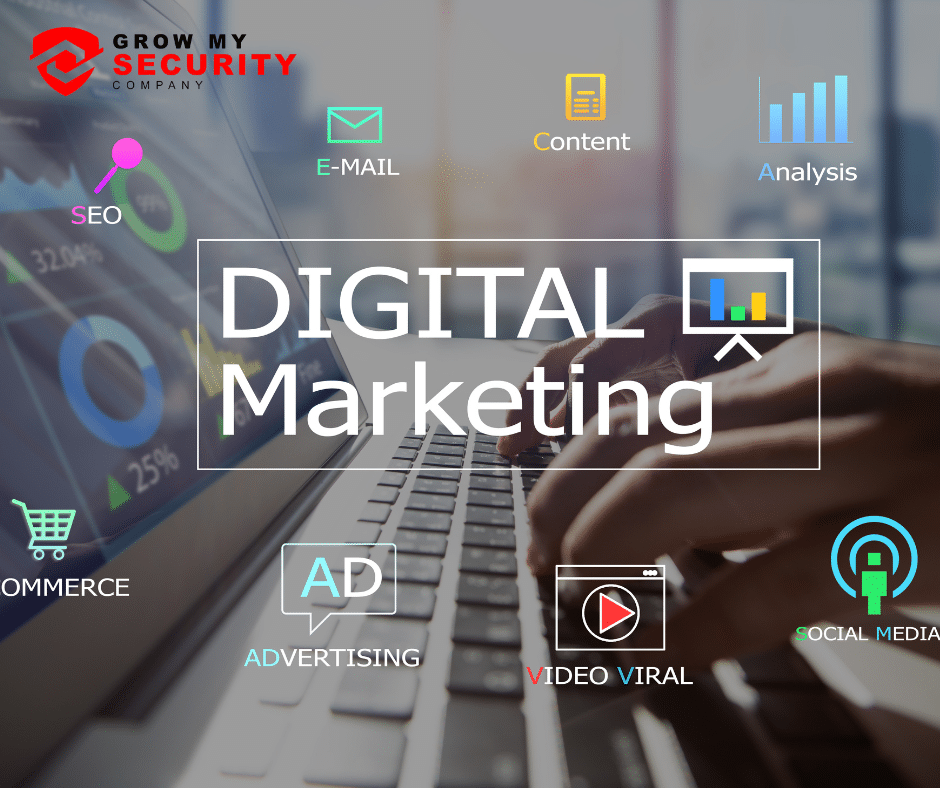 Digital marketing strategy for security services by Grow My Security Company.