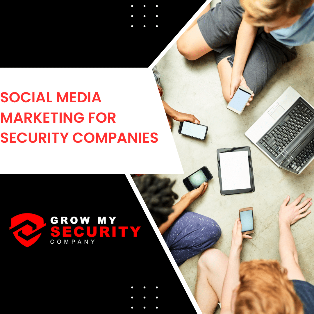 Diagram showcasing steps to achieve marketing success for security companies through social media strategies.
